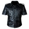 leather shirt1 Men's Short Sleeve Leather Button-Up Shirt