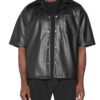 leather t shirt s1 Wholesale Men's Short Sleeve Leather Shirt