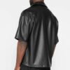 leather tshirt s4 Wholesale Men's Short Sleeve Leather Shirt