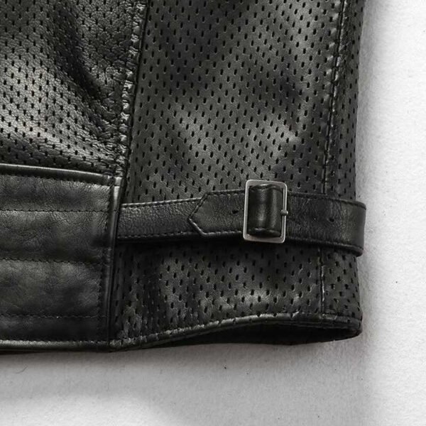 leather vest4 Men's Perforated Genuine Cowhide Leather Biker Vest