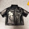 leathershirt1 Custom Men's Oversized PU Leather Short Sleeve Shirt