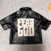 leathershirt2 Custom Men's Oversized PU Leather Short Sleeve Shirt