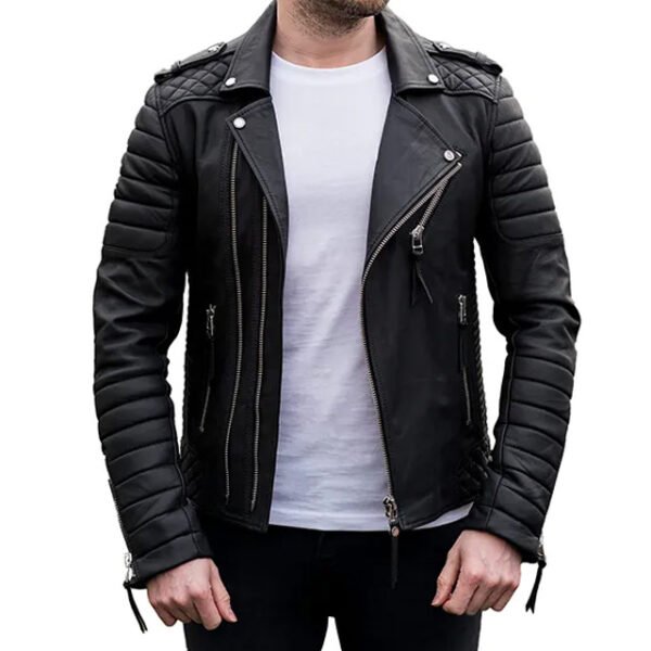 Custom Men's Quilted Leather Biker Jacket