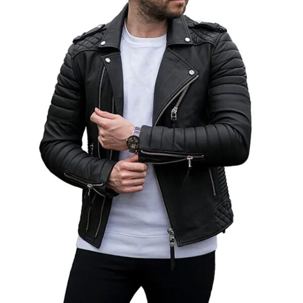 Custom Men's Quilted Leather Biker Jacket
