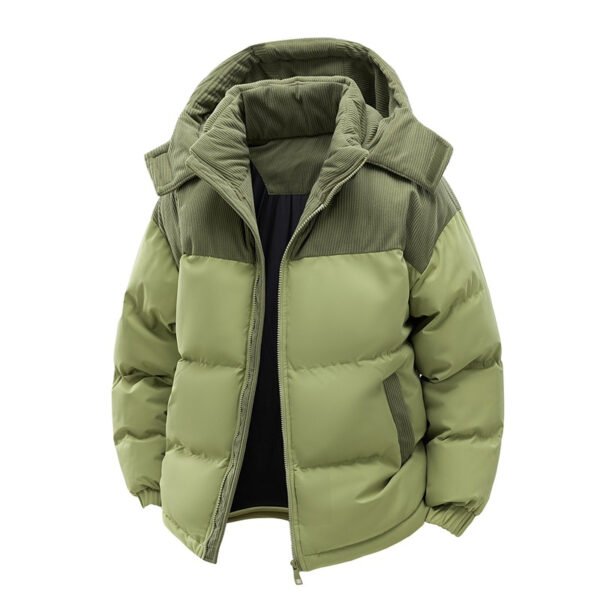 puffer jck5 Custom Men's Two-Tone Corduroy Patchwork Puffer Jacket