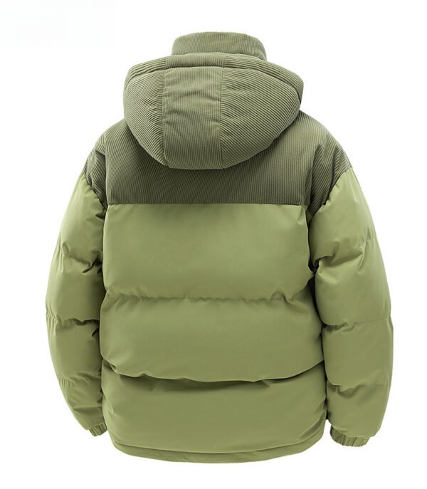 puffer jck6 Custom Men's Two-Tone Corduroy Patchwork Puffer Jacket