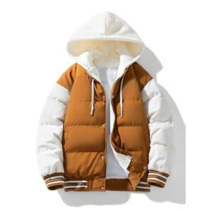 Custom Men's Colorblock Hooded Puffer Jacket
