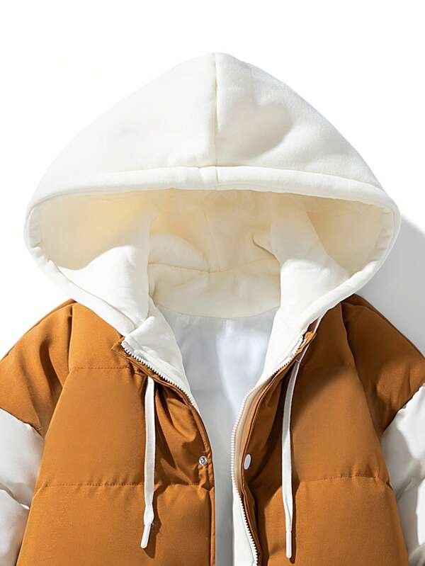 puffer3 Custom Men's Colorblock Hooded Puffer Jacket