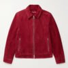 red suede1 Custom Men's Red Suede Leather Jacket