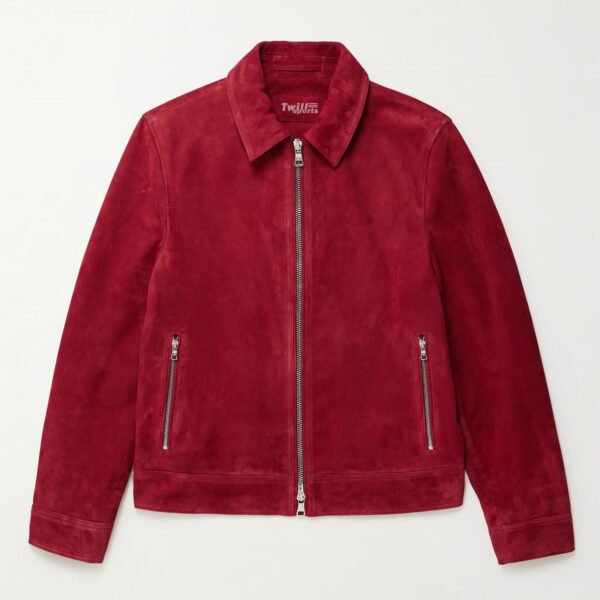 red suede1 Custom Men's Red Suede Leather Jacket