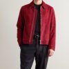 red suede2 Custom Men's Red Suede Leather Jacket