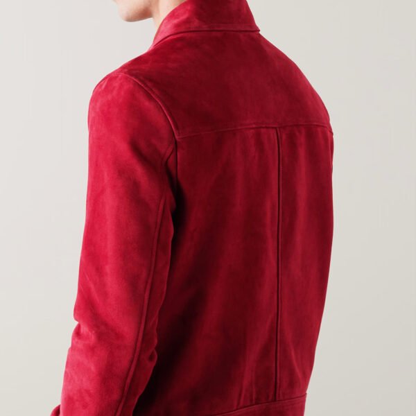 red suede4 Custom Men's Red Suede Leather Jacket