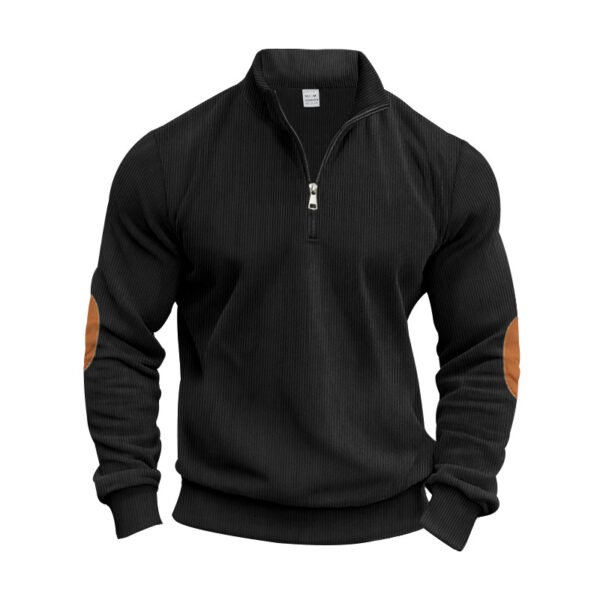 sweat shirt10 Custom Men's Ribbed Half-Zip Sweatshirt with Elbow Patches