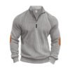 sweat shirt6 Custom Men's Ribbed Half-Zip Sweatshirt with Elbow Patches