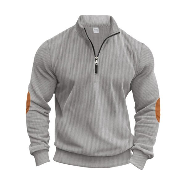 sweat shirt6 Custom Men's Ribbed Half-Zip Sweatshirt with Elbow Patches