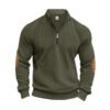 sweat shirt7 Custom Men's Ribbed Half-Zip Sweatshirt with Elbow Patches