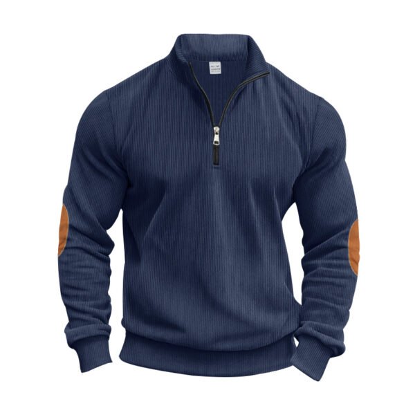 sweat shirt8 Custom Men's Ribbed Half-Zip Sweatshirt with Elbow Patches
