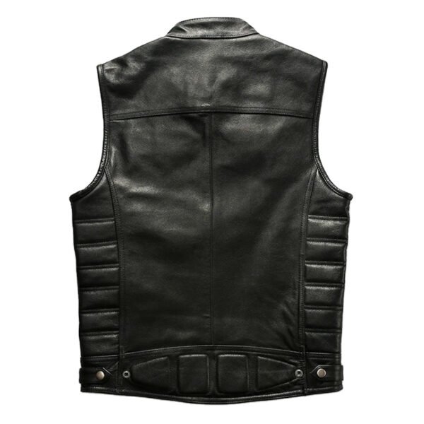 vest2 Men's Vintage Genuine Cowhide Leather Biker Vest Jacket