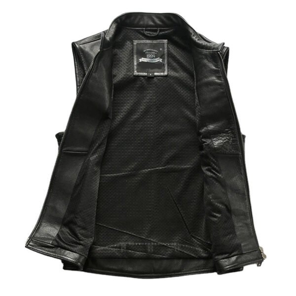 vest5 Men's Vintage Genuine Cowhide Leather Biker Vest Jacket